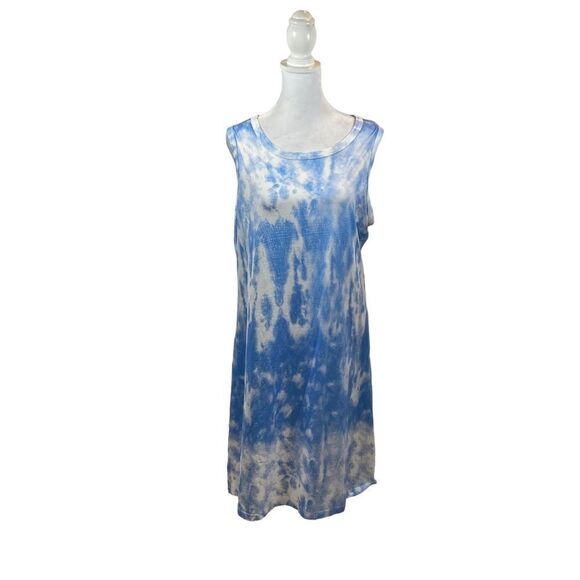 Ladies New Without Tags Blue Tie Dye Print Casual Dress Size Medium - Picture 7 of 15